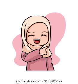 Illustration of a Muslim Kid Girl Wearing Hijab.