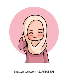 Illustration of a Muslim Kid Girl Wearing Hijab.