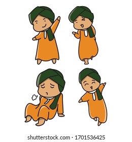 
illustration of a Muslim male wearing a hat