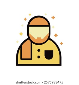 Illustration of Muslim Man Icon Design wearing cap and turban,Islamic Ramadan Icon