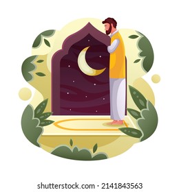 Illustration of a Muslim man praying