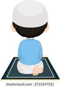 Illustration of Muslim Man Praying
