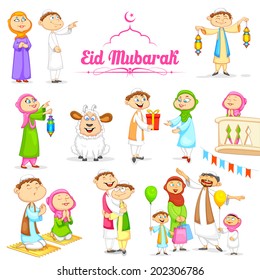 Illustration Of Muslim People Celebrating Eid