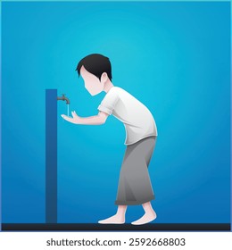 illustration of a Muslim performing ablution