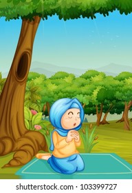 Illustration of Muslim praying