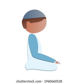 illustration of a Muslim praying, for Muslim posters and children's education. simple illustration