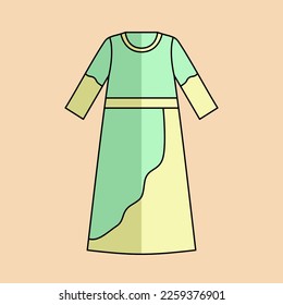 Illustration of a Muslim woman's dress in pastel colors