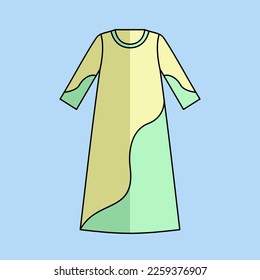 Illustration of a Muslim woman's dress in pastel colors