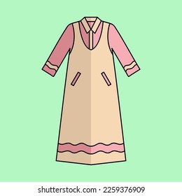 Illustration of a Muslim woman's dress in pastel colors