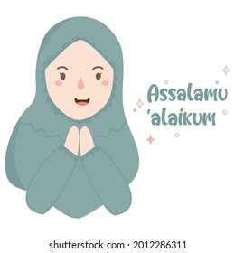 illustration 
muslim women say assalamualaikum