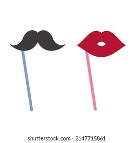 Illustration of mustache and lips photo props