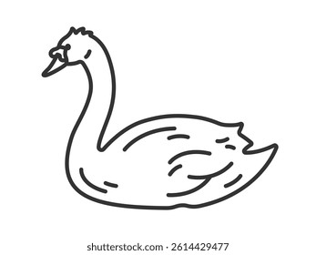 Illustration of a mute swan (line drawing).