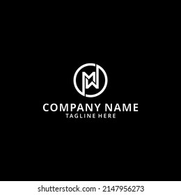 illustration MW initial letters looping linked circle monogram logo