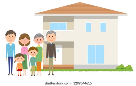Illustration of my home and three generation family.