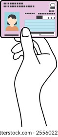 Illustration of a My Number card and a hand holding it