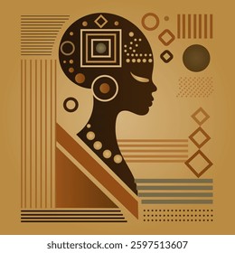 illustration of a mystical African mask image of a woman