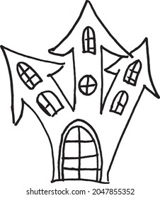 Illustration of a mystical house. Vector image of a haunted castle for Halloween.