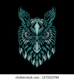 illustration of mystical owl head