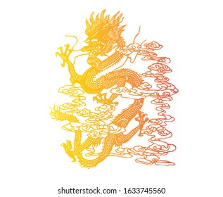 illustration myth animal dragon vector .-logo concept