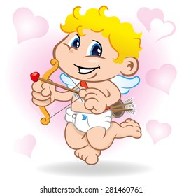 Illustration of mythical boy angel cupid character. Ideal for informational promotional and institutional