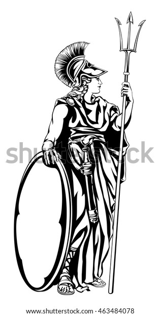 Illustration Mythological Greek Goddess Athena Trident Stock Vector 