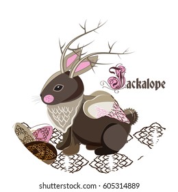 illustration of Mythological hybrid Jackalope