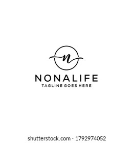 Illustration N sign luxury modern logo design template