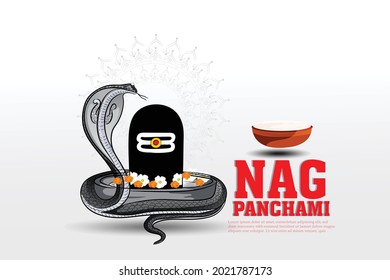 illustration of Nag Panchami with lord shiva for card,poster,greeting background.