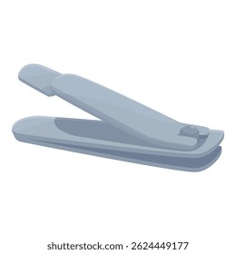 Illustration of a nail clipper lying open showing the cutting edges
