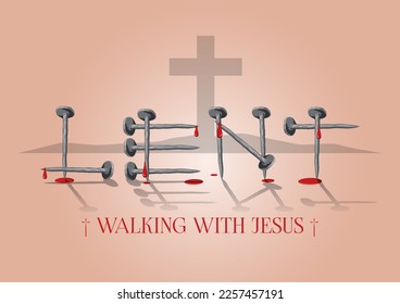 An illustration of the nail of the cross forms a word Lent concept illustration