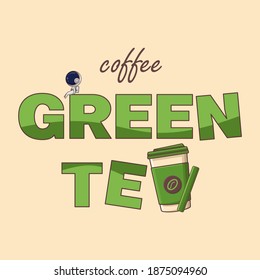 Illustration of the name COFFEE GREEN TEA with a good design, the best quality, can be used as a logo, etc.