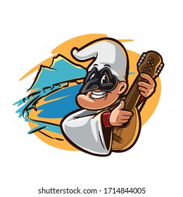 illustration of Naples with person playing mandolin