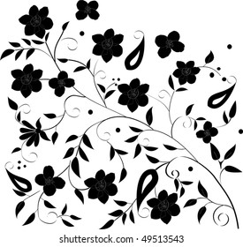 illustration with narcissus silhouettes decoration on white background
