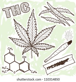 Illustration of narcotics - marijuana and other elements