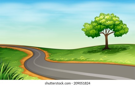 Illustration of a narrow road