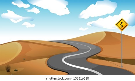 Illustration of a narrow road at the desert