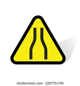 illustration of a narrow road sign can be used as an icon