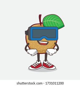 An illustration of Nashi Pear cartoon mascot character with Virtual reality headset