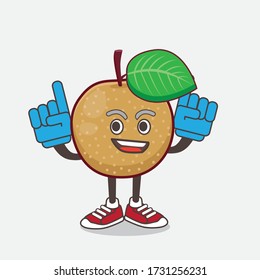 An illustration of Nashi Pear cartoon mascot character holding two Foam finger