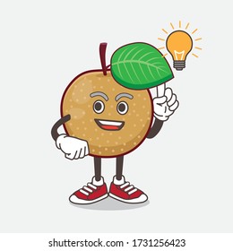 An illustration of Nashi Pear cartoon mascot character get an idea