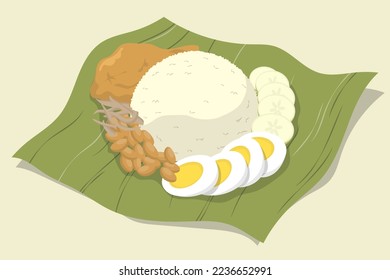 Ilustración de nasi lemak en el diseño vectorial