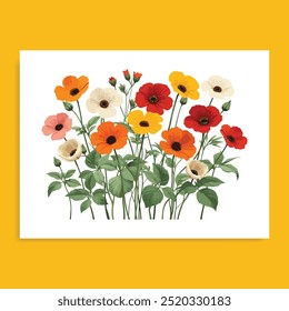 illustration of nasturtiums art print, a bunch of wild flowers