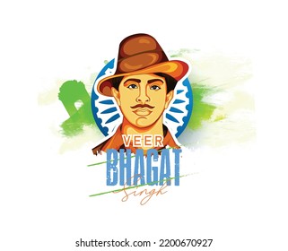 illustration of  Nation Hero and Freedom Fighter Bhagat Singh Vector illustration 