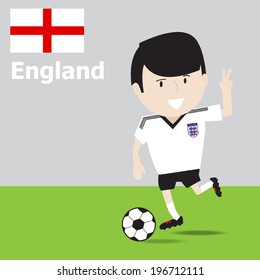 Illustration of national England soccer player with England flag. Vector EPS 10. 