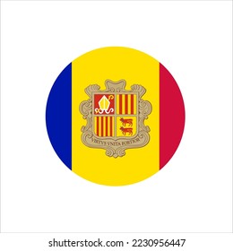 illustration of the national flag of andorra in circle shape