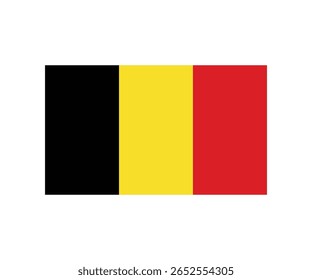 Illustration of the national flag of Belgium. The flag consists of three vertical stripes: black on the left, yellow in the center, and red on the right. The colors are derived from the coat of arms o