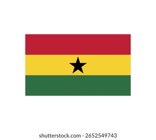 Ilustração da bandeira nacional do Gana. A bandeira consiste em três faixas horizontais de vermelho, amarelo e verde, com uma estrela preta de cinco pontas no centro da faixa amarela. Simboliza Af