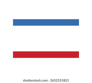 Illustration of the national flag of Paraguay. The flag consists of three horizontal stripes: red (top), white (center), and blue (bottom). Unique among national flags, the obverse and reverse sides h