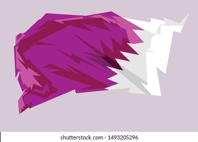 Illustration national flag of Qatar. It was adopted shortly before the country's declaration of independence from Britain on 3 September 1971.