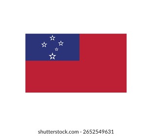 Ilustração da bandeira nacional de Samoa. A bandeira apresenta um campo vermelho com um retângulo azul no quadrante superior do lado do guincho, com a constelação da Cruz do Sul em branco. Este simples, mas significativo,